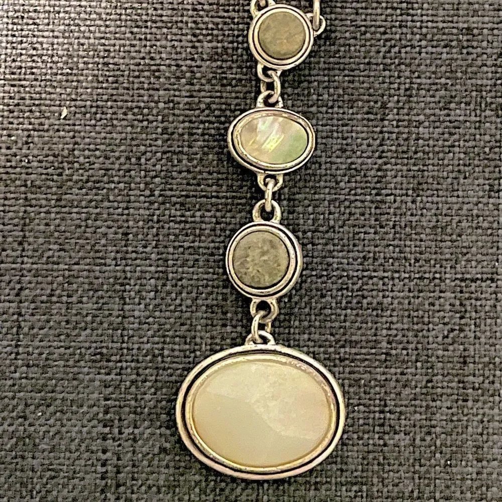 Kenneth Cole 4 Stone (Grey/Cream/Green/Brown ) Stacked Necklace.